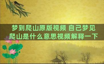 梦到爬山原版视频 自己梦见爬山是什么意思视频解释一下